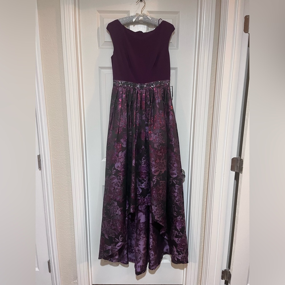 Purple Floral Sequined Fancy Dress Ballgown